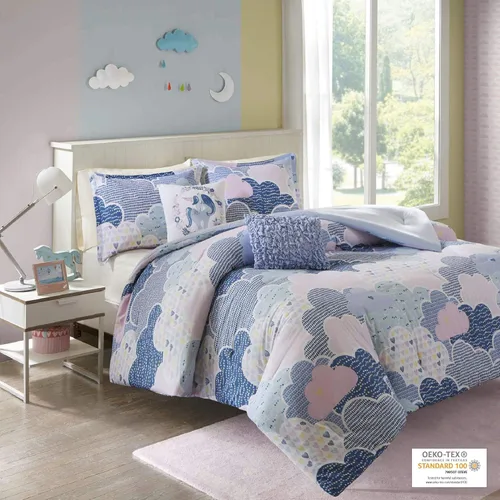 Miniatura 3 de Intelligent Design Edredón para niños, vibrante, divertido y juguetón con estampado de unicornio alternativo para todas las estaciones, juego