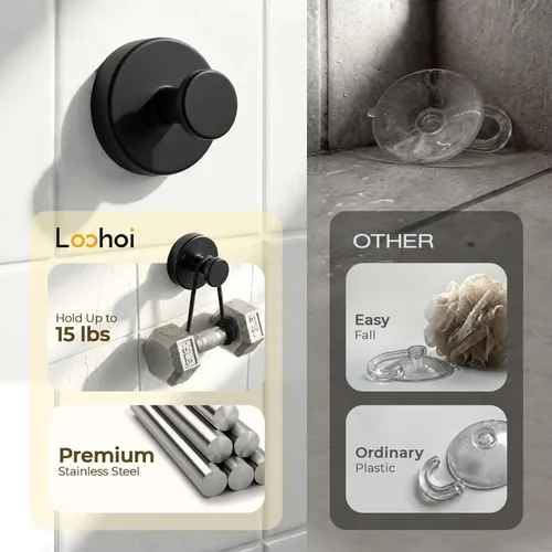 Miniatura 5 de Ganchos de ventosa mejorados para ducha, ganchos de toalla extraíbles resistentes para pared de puerta de vidrio de baño, ganchos de ducha de acero