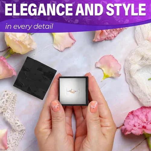 Miniatura 5 de Juego de 24 cajas de regalo para anillos negros, cajas de regalo de joyería de diseño elegante, caja pequeña para aretes para regalo con nudo