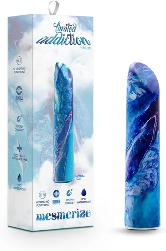 Miniatura 11 de Vibrador de arco iris Blush de 4 pulgadas de adicción limitada Psyche Power, 10 RumboTech potentes vibraciones ruborosas, sensación suave satinada