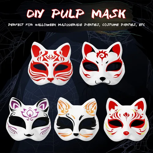 Miniatura 3 de SUPVOX Juego de 5 máscaras en blanco para pintura facial, máscaras de papel ecológicas para fiestas de niños, Halloween y cosplay