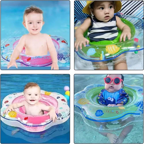 Miniatura 5 de Arcimatto Flotadores de piscina para bebés, balsa inflable con asa, asiento de seguridad doble, anillo de natación para niños, flotadores de agua
