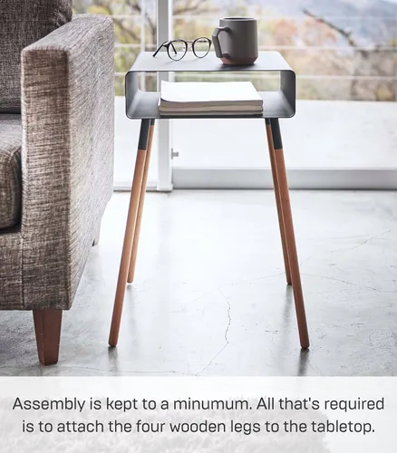 Miniatura 7 de YAMAZAKI Home Mesa auxiliar lisa con estante de almacenamiento abierto, acento rectangular que ahorra espacio, sala de estar, dormitorio, sofá, mesa