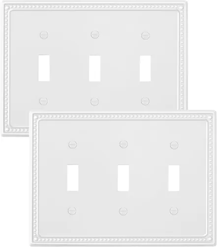 Miniatura 62 de Paquete de 4 placas de cubierta para interruptor de luz de palanca individual, cubiertas decorativas de perlas, placa de pared de metal almendra