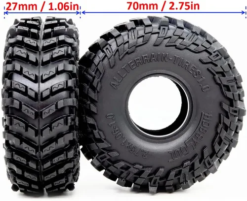 Miniatura 2 de HOBBYSOUL 1.0 Neumáticos de 70mm de Alto Todo Terreno Super Suave Pegajosos para Neumáticos de Barro para RC Crawler 1/24 SCX24 1/18 TRX4M