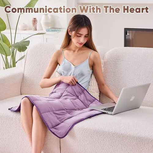 Miniatura 4 de Manta de regazo con peso morado para adultos, 5 libras, 24 x 29 pulgadas, manta pesada de enfriamiento de 24 x 29 pulgadas, mantas portátiles