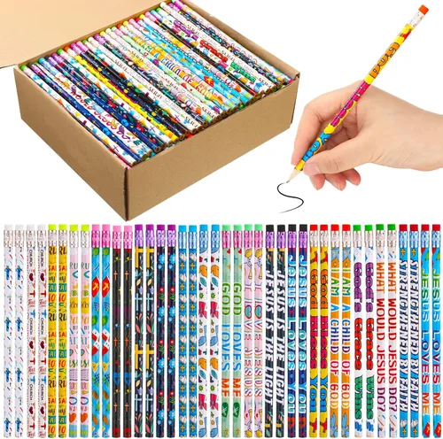 Miniatura 9 de Estune 40 lápices inspiradores a granel con versículos bíblicos cristianos con escrituras inspiradoras # 2, 20 estilos, suministros de regreso a