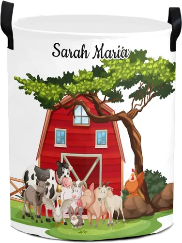 Cesta de lavandería personalizada con diseño de animales de granja, asa redonda de almacenamiento, impermeable, plegable, de gran capacidad y Color