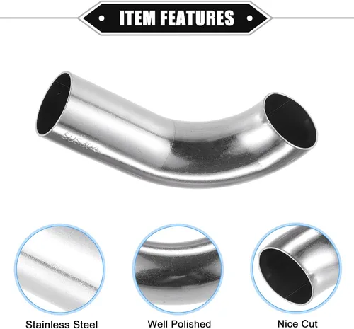 Miniatura 4 de Tubo de tubo de codo curvado, 1 pulgada de diámetro exterior, 3.43 pulgadas, 1.97 pulgadas, pierna de 90 grados, tubo de escape intercooler de aire