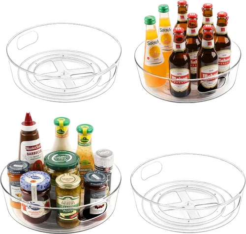 Miniatura 12 de GUZON Paquete de 4 Organizadores Lazy Susan, Mesa Giratoria Lazy Susan Transparente de 9 Pulgadas para Gabinete, Estante Giratorio de Especias