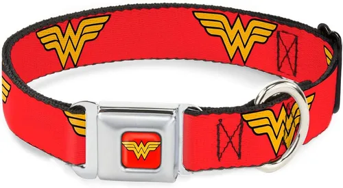 buckle-down 9 – 15" Wonder Woman logotipo Perro Rojo Cuello, Multicolor