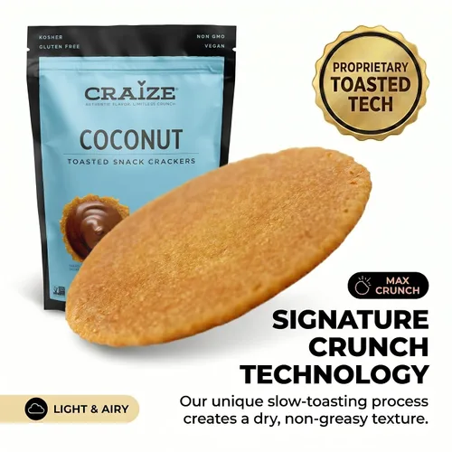 Miniatura 4 de Craize Patatas fritas de coco, sin gluten, veganas, kosher, galletas de maíz tostadas 4 onzas cada una