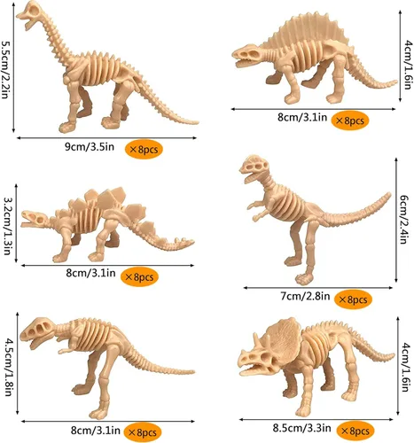 Miniatura 2 de 48 juguetes de esqueleto de dinosaurio fósil de dinosaurio, juguetes de dinosaurio y arena para excavar decoraciones de fiesta
