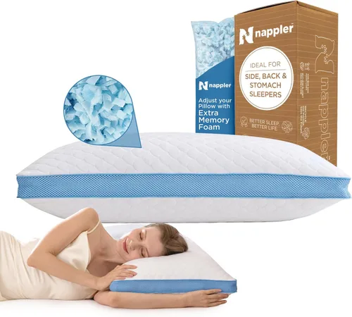Miniatura 11 de Nappler Almohada Refrescante para Personas que Duermen con Calor – Juego de 2 Almohadas de Cama Tamaño King Premium – Espuma Viscoelástica Triturada