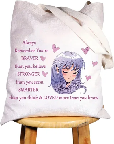Miniatura 7 de WZMPA Amine Girl - Bolsa de cosméticos para fanáticos del anime, regalo You Are Braver Stronger Smarter Than You Think Japón Anime maquillaje bolsa