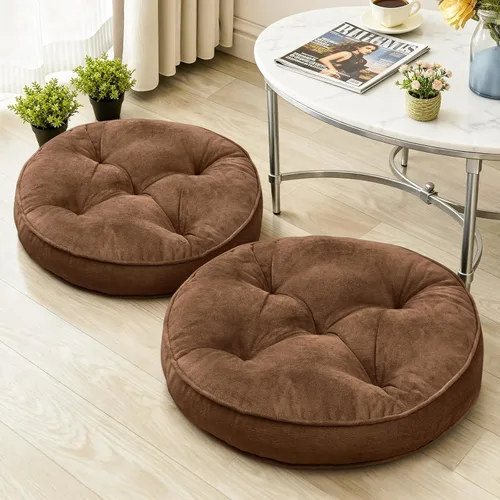 Miniatura 24 de 1 MIDDLE ONE Juego de 2 cojines de piso, cojín de meditación de espuma con memoria, cojines de piso para adultos sentados, cojines de asiento Azul