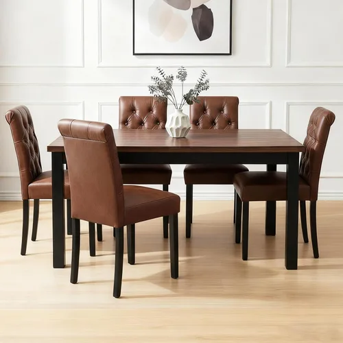 Miniatura 11 de Juego de 2 sillas de comedor de terciopelo tapizadas, modernas sillas decorativas copetudas, sillas laterales Parsons de madera para el hogar, negro