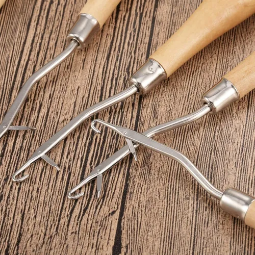 Miniatura 6 de Juego de 5 piezas de ganchos de pestillo curvos, ganchos de ganchillo, herramientas para trenzar el cabello, rastas de diferentes tamaños, agujas