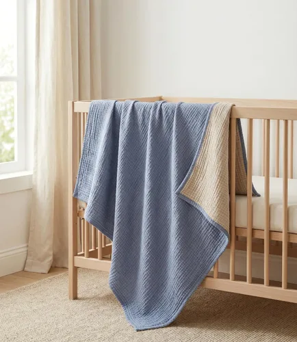 Miniatura 4 de Manta de gasa de algodón puro suave de 4 capas de 50 x 60 pulgadas, prelavada, sin flecos, manta de muselina ligera para uso multiusos y regalo