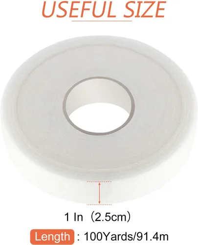 Miniatura 2 de Boao Cinta adhesiva para planchar con dobladillo de 100 yardas, cinta de fusión de tela de doble cara, adhesivo de tela para reparaciones rápidas