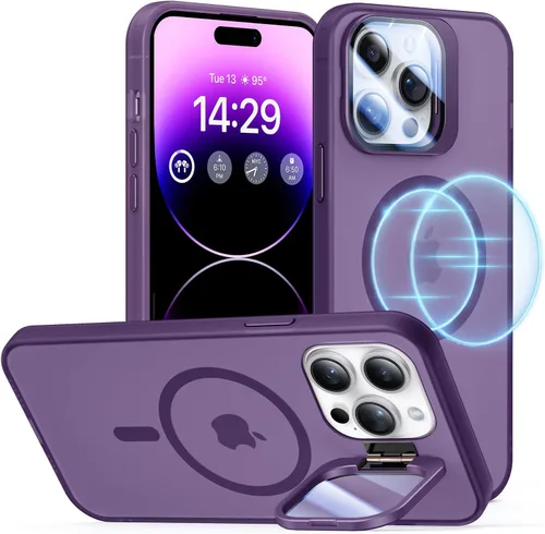 Miniatura 10 de Funda para iPhone 14 Pro, protección contra caídas de grado militar, compatible con MagSafe, soporte integrado y protector de lente de cámara, funda