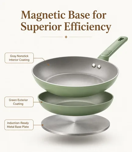 Miniatura 3 de USELUCK Sartén antiadherente de cerámica de 9.5 pulgadas, sartén para tortilla sin PFOA, utensilios de cocina de aluminio compatibles con inducción