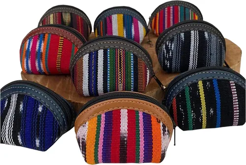 Miniatura 9 de Llavero de tela Maya hecho a mano Pequeña bolsa con cremallera para mujer