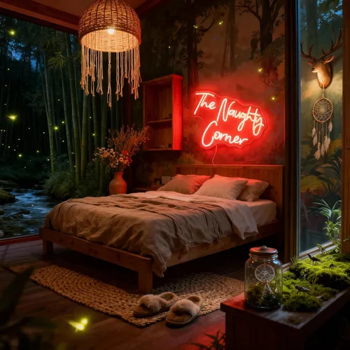 Miniatura 4 de QiaoFei Letrero LED de neón con texto en inglés "The Naughty Corner" con letras alimentadas por USB, luces de neón para habitación de niñas, hogar