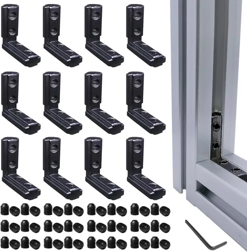 Miniatura 20 de 20 juegos de conectores de perfil de aluminio serie 1010, 20 soportes de esquina 1010, 40 tuercas en T, 40 tornillos hexagonales y 1 llave