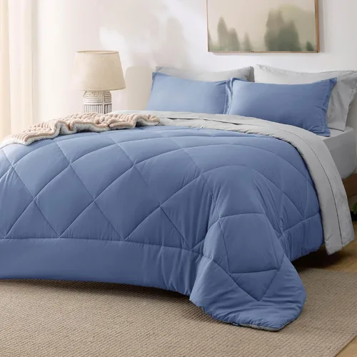 Miniatura 44 de Bedsure Juego de edredón California King - 7 piezas reversibles de ropa de cama azul marino, juego de cama tamaño California King para todas las 02