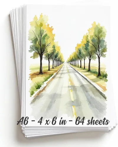 Bloc de papel de acuarela de 64 hojas, A6, de 4 x 6 pulgadas, papel de color de agua de 140 libras/10.58 oz/m², 100% pulpa de algodón, suministros