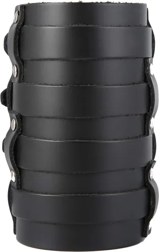 HZMAN Brazalete ancho de cuero para hombre con correa triple y hebilla de cierre de armadura para brazo, 4 filas