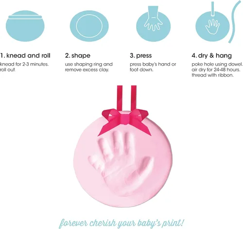 Miniatura 2 de Kit de adorno Pearhead Babyprints para la primera huella de mano o huella del bebé, fácil impresión de arcilla DIY sin hornear, regalo de recuerdo