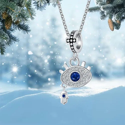 Miniatura 2 de QeenseKc Dije de ojo malvado Claddagh con dije de corazón de buena suerte cuentas doradas para pulsera Pandora