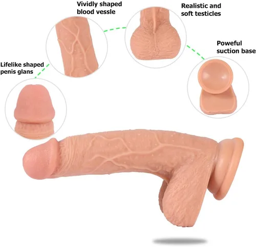 Miniatura 4 de Consolador realista de 6 pulgadas, material seguro para el cuerpo, pene enorme realista con fuerte ventosa para jugar con manos libres, polla