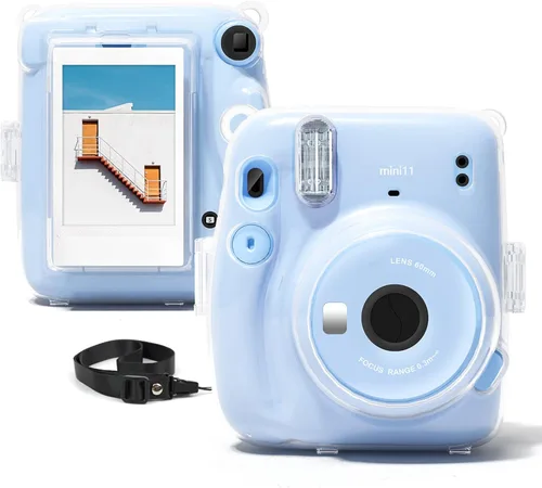 Miniatura 12 de Kit de funda transparente Mini 11 para Fujifilm Instax Mini 11, funda para cámara instantánea con bolsillo para película, calcomanías adhesivas