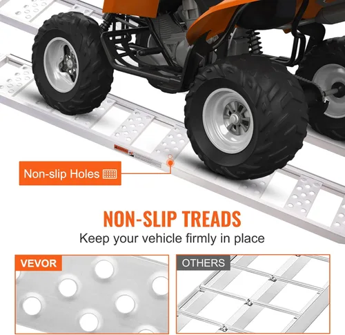 Miniatura 6 de VEVOR Rampas de aluminio, 1250 libras, rampa recta con peldaños y correas de carga, rampa de carga portátil para motocicletas, cuatrimotos
