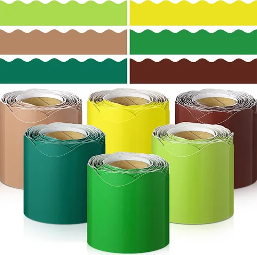 Miniatura 20 de TaoBary 6 Rollos 59.98 m Decoraciones de Bordes de Tablero de Anuncios de Navidad y de Invierno para el Aula, Bordes Dentados para Tablero de negro