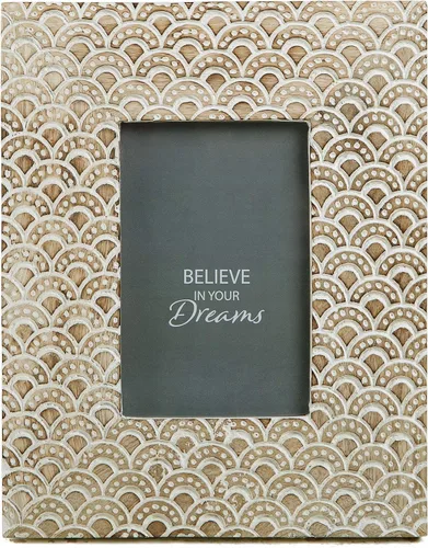 Miniatura 12 de NIKKY HOME - Marco de fotos estilo rústico bohemio con flores, marco de fotos de resina rústica de 10 x 15 cm con acabado blanco envejecido, vidrio