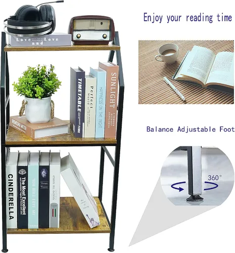 Miniatura 4 de Estantería pequeña industrial de 3 niveles, estantería estrecha de metal, organizador de almacenamiento para libros para sala de estar, dormitorio