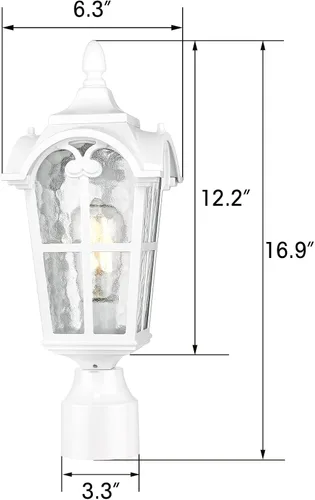 Miniatura 6 de Emliviar Luz de poste moderna para exteriores, lámpara exterior de 17 pulgadas, aluminio con vidrio de agua, acabado blanco, WE215P WH Blanco - Vaso
