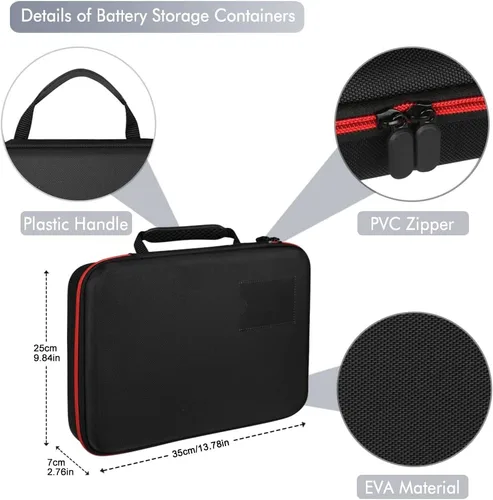 Miniatura 4 de Estuche organizador y soporte de almacenamiento de baterías con probador, bolsa de transporte impermeable, caja de seguridad