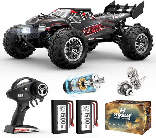 Miniatura 7 de Hosim Camión a control remoto a escala 1:10 de más de 48 KMH para adultos, 4 x 4 todo terreno, auto RC eléctrico impermeable para niños de 8 a 12