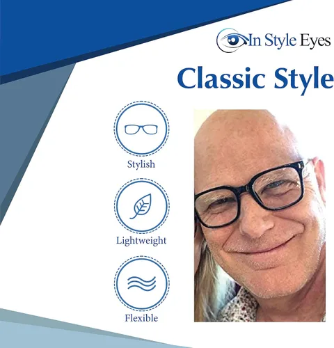Miniatura 5 de In Style Eyes Ageless - Gafas de lectura grandes, montura completa, ligeras, con marco cuadrado, para miopía, lentes de gran tamaño Negro