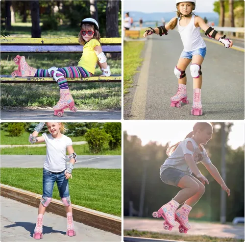 Miniatura 6 de XUDREZ Patines de ruedas para niñas y mujeres, elegantes patines rosados con ruedas iluminadas para niños, jóvenes, niñas de 6 a 12 años, interiores