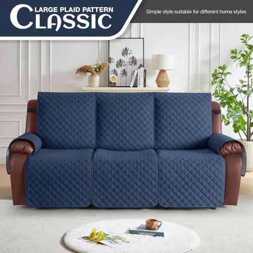 Miniatura 2 de KinCam - Funda de sofá reclinable impermeable, fundas de sofá reclinable antideslizantes para 3 asientos, protector de muebles de sofá reclinable