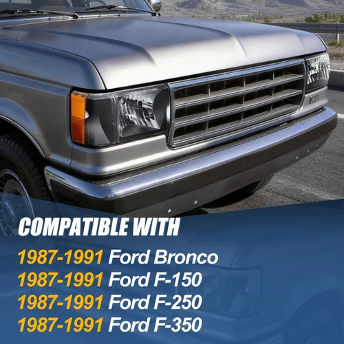 Miniatura 7 de Auto Dynasty Conjunto de faros delanteros compatible con Ford Bronco F-150 F-250 F-350 1987-1991, reemplazo de faros halógenos del lado