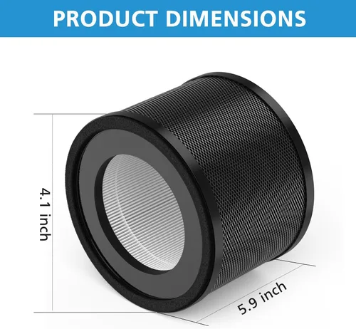 Miniatura 4 de Paquete de 2 filtros de repuesto TT-AP001, compatibles con TaoTronics TT-AP001 y VAVA VA-EE014, HEPA 3 en 1 y filtro de carbón activado