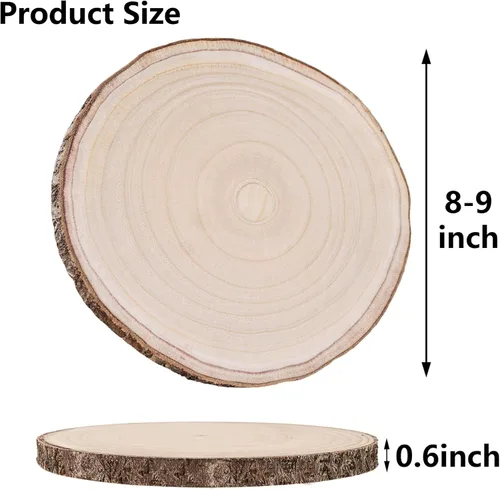 Miniatura 2 de 10 piezas de rodajas de madera de Paulownia natural de 8-9 pulgadas, rodajas de madera para centros de mesa y decoraciones de mesa, rondas sin