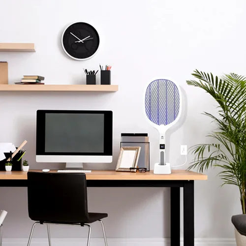 Miniatura 8 de WBM SMART Matamoscas eléctrico 2 en 1, lámpara de trampa de mosquitos y raqueta, matamoscas eléctrico recargable por USB para el hogar y al aire